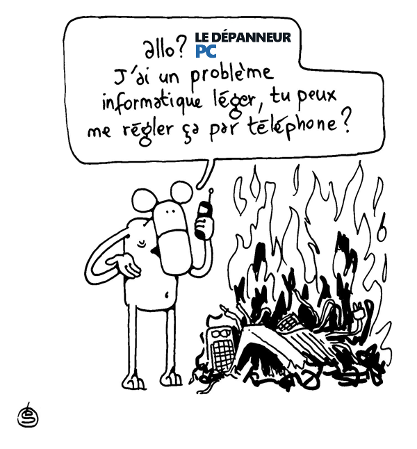 Illustration humoristique d’un problème informatique qui devient urgent